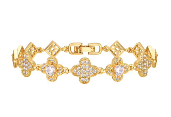 Deluxe Zirkonia Clover Armband