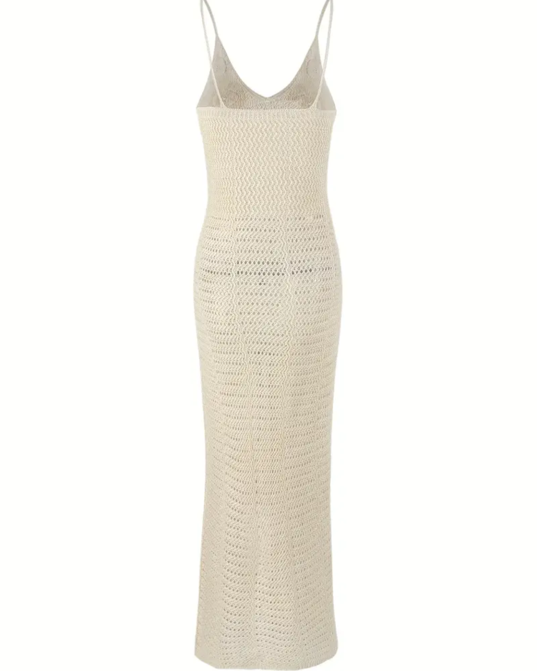 Sensdevie-Isla Makramee Maxikleid – Häkelkleid mit Blumendetails in Creme