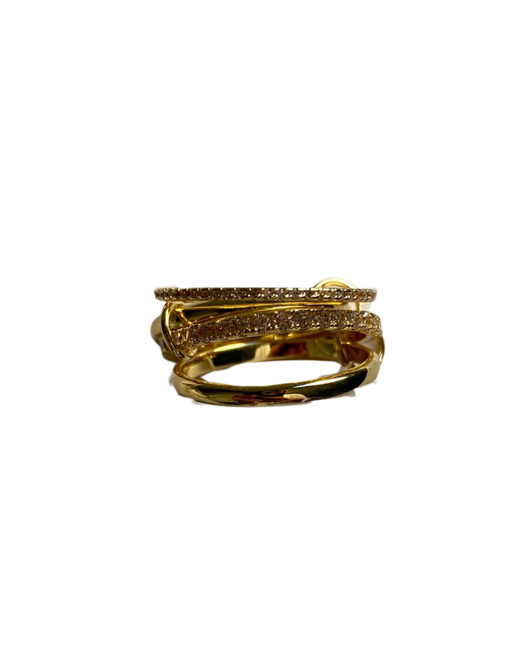 Vierlagiger Zirkonia-Ring - 18k vergoldet
