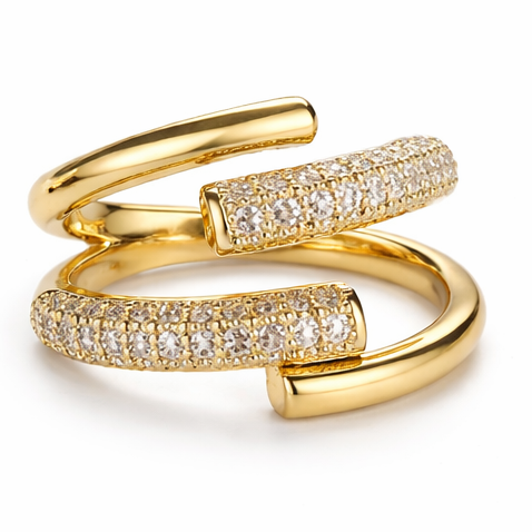 Mehrlagiger 18K vergoldeter Statement-Ring