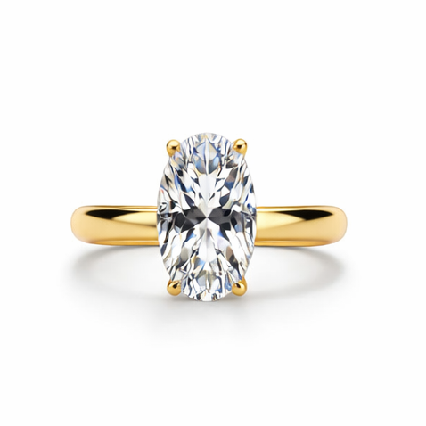Feiner Goldring mit rundem 5-Karat Zirkonia