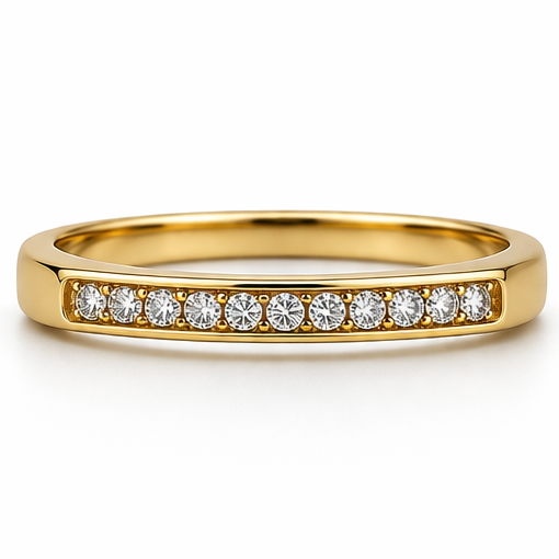 Eleganter Goldring mit Zirkoniasteinen