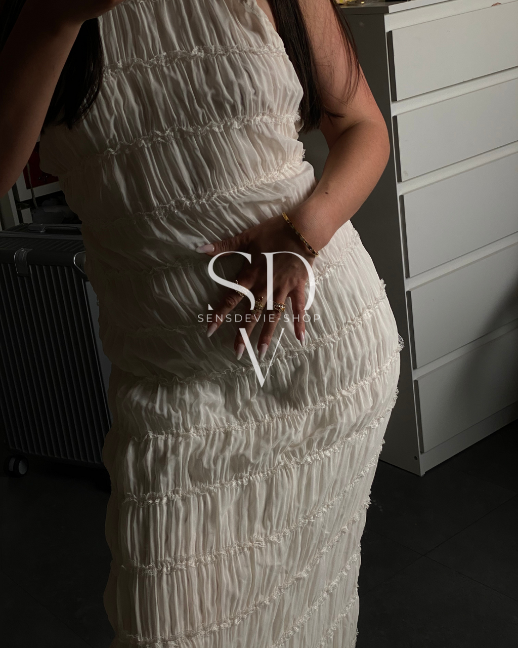 Elegantes Maxikleid gerafft