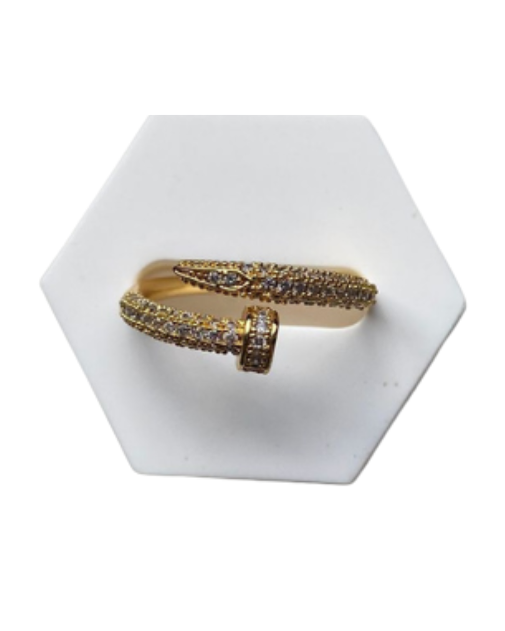 Luxuriöser Goldring in Nageloptik mit Zirkoniasteinen