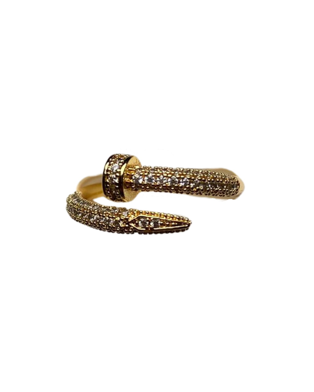 Luxuriöser Goldring in Nageloptik mit Zirkoniasteinen