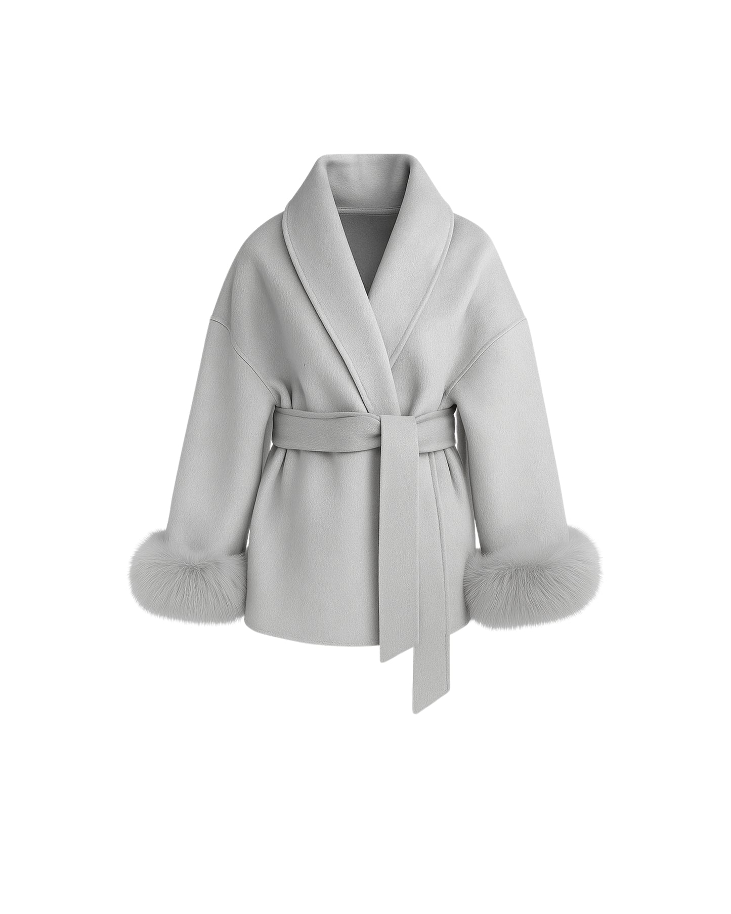 Eleganter Wollmantel mit Kunstpelzärmel