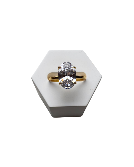 Feiner Goldring mit rundem 5-Karat Zirkonia