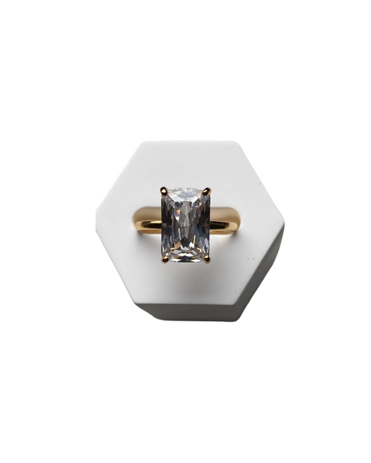 Eleganter Goldring mit 5-Karat Zirkonia