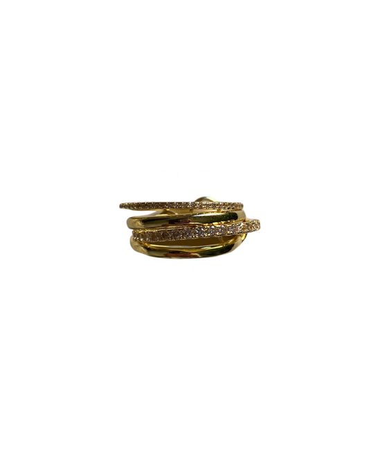 Vierlagiger Zirkonia-Ring - 18k vergoldet