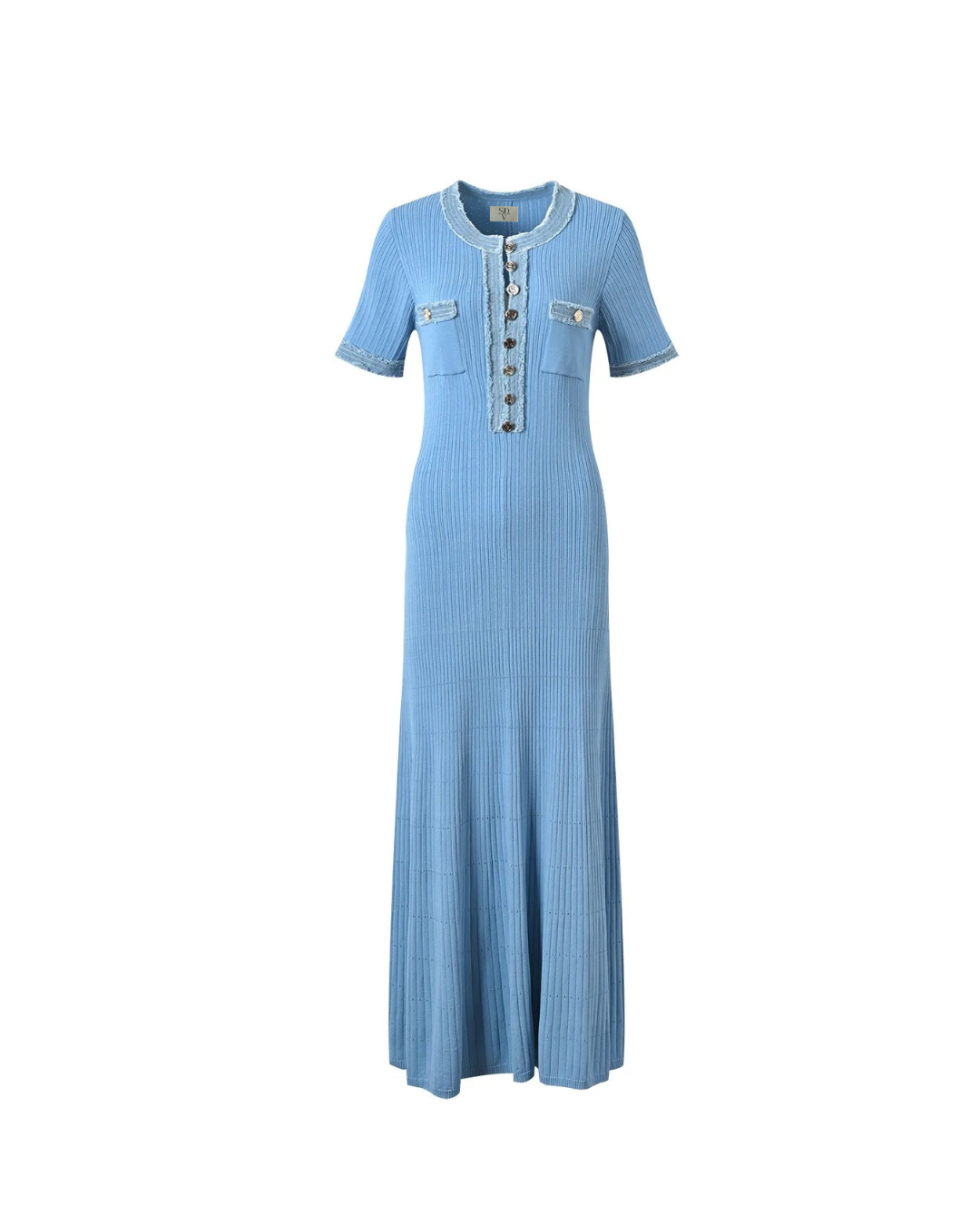 Riviera Patchwork Dress – Maxi Chic mit Denim-Details