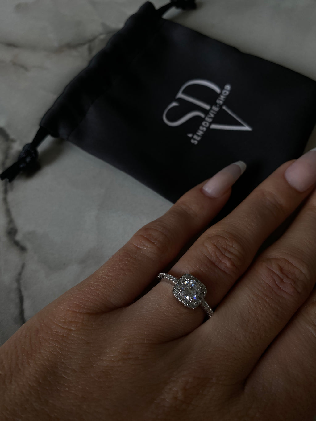 925 Sterling Silber Ring mit Moissanitestein